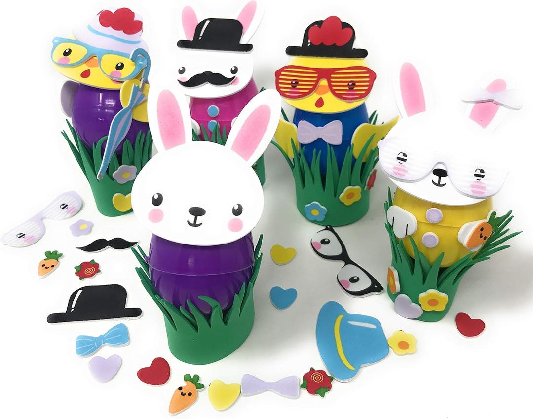 Funiverse Easter Egg Decorating Kit Bulk 18 Sets - Mess Free Foam Stickers for Kids, Over 700 Pieces Self-Adhesive Craft Pieces (Eggs Not Included)