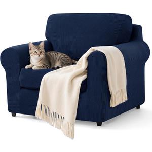 SUBRTEX 3 Pieces Stretch Sofa Slipcover Sets Couch Cover Sets Backrest Cushion Covers Furniture Protector Collection Set for Oversize Sofa Loveseat Chair Slip Covers(Small, Navy)