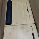  Bamboo Lap Desk, Laptop Desk, Portable Workstation, Adjustable Height Angle, Foldable Tray for Couch Bed Floor, Drawer with Magnetic Closure, Mouse Pad, Phone Slot, Leather Handle