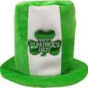 Happy St. Patrick's Day Hat - Green & White with Embroidered Shamrock