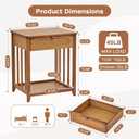 oakvivo Rattan Night Stand, Nightstand Bedside Table, Walnut Side Tables, 19.69"W x 15.75"D x 26.77"H