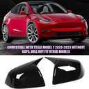 Side Door Mirror Cover Caps Compatible with Tesla Model Y 2020-2023 Cow Horn Style Replacement for Door Rearview Mirror Cover Cap (Gloss Black)