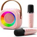Mini Karaoke Machine for Kids: 2025 Top Toys for 3 4 5 6 7 8 9 10 Year Old Girl Birthday Gifts Ideas (PinkColor With 2 Mics)