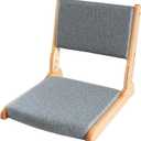 Japanese Floor Chair with Back Support, Foldable Meditation Chair, Legless Tatami Chair with Cushion, Floor Seat for Living Room, Bedroom, Bay Window (1, Dark Gray)