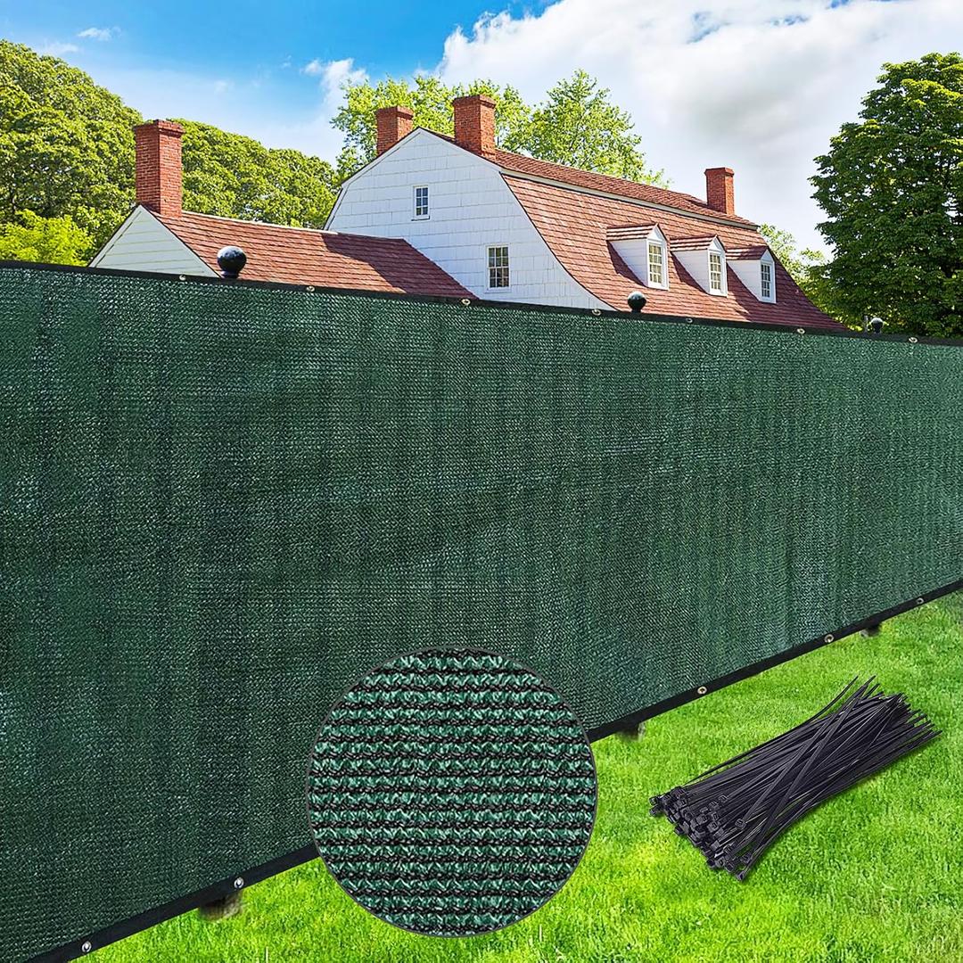 UPGRADE Privacy Screen 4' x 25' Fence Commercial Shade Cover with Brass Grommets Heavy Duty Perfect for Outdoor Back Yard, Dark Green, Customizable UPGRADE Privacy Screen 4' x 25' Fence Commercial Shade Cover with Brass Grommets Heavy Duty Perfect for Outdoor Back Yard, Dark Green, Customizable