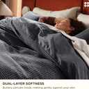 Bedsure Cotton Duvet Cover Set - 100% Cotton Waffle Weave Charcoal Duvet Cover Oversized King Size, PureWoven Breathable Bedding Set for All Season, 3 Pieces, 120"x98"