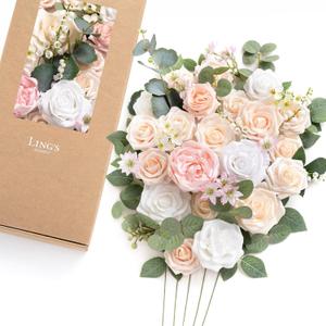 Ling's Moment Deluxe Faux Flower Box, Cream & Blush