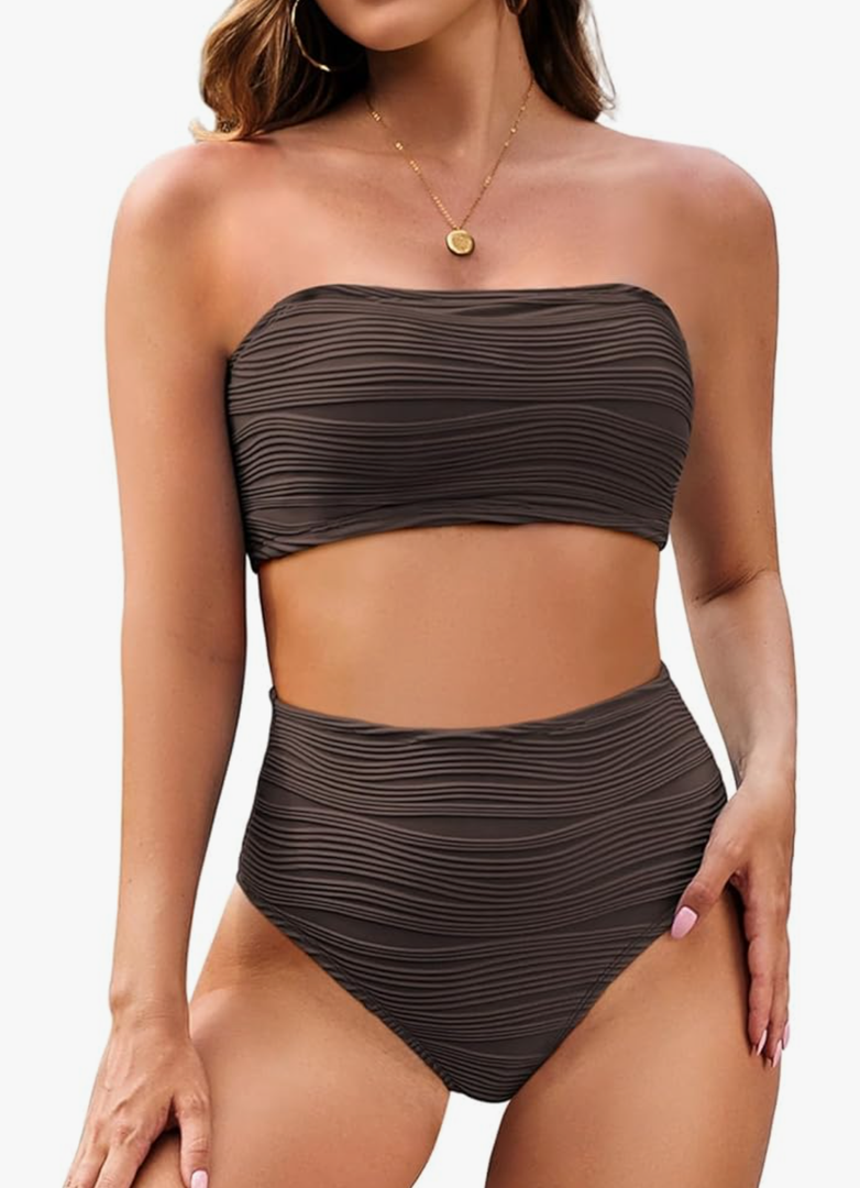 Pink Queen Women Bikini Set 2025 Removable Strap Textured Two Piece Swimsuits High Cut Bathing Suits L