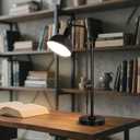 PARTPHONER Industrial Adjustable Desk Lamp for Home Office, Farmhouse Table lamp 29''-38'', Rustic Metal Task Desk Lamp in Aged Bronze Finish, Vintage Reading Lamp for Study RoomBlack