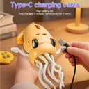 Magic Dancing Octopus Toy - Smart Obstacle-Dodging Robot with LED Light Show & Music, USB Rechargeable Tummy Time Squid Toy for Babies | Electric Crawling Octopus | Interactive Gift for Kids 3+ (Yellow)