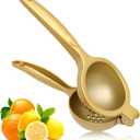 Lemon Squeezer, Heavy Duty Zinc Alloy Manual Citrus Juicer and Lime Squeezer, Handheld Fruit Press for Maximum Juice Extraction, Easy to Clean Metal Hand Juicer for Cooking & Cocktails, Gold (Yellow)
