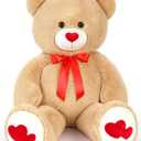 MaoGoLan Big Teddy Bear Plush 47"- Giant BrownTeddy Bear Stuffed Animal with Heart Footprints and Heart Nose - 4ft Large Valentines Teddy Bear for Boyfriend,Wife,Lover - Anniversary,Long Distance, 47 inches, Brown