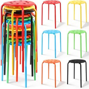 12 Pack Stackable Stools Classroom 17.75" Metal Portable Nesting for Kids, 12.2 inches x 12.2 inches x 17.72 inches