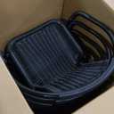 Flash Furniture Lila Modern Rattan Indoor/Outdoor Stackable Dining Chairs, Stacking Rattan Bistro Chairs for Patio or Restaurant, Set of 4, Black