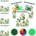 33 Pcs St. Patrick's Day Crafts Bulk Shamrock Handprint Cards and Large Ink Pads Luck Clover Greating Cards DIY St. Patrick's Day Gifts Irish Party Favors