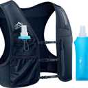 Zelvot Running Vest for Women Men, Adjustable Running Phone Holder Vest, USA Original Patent, Running Hydration Vest with 500ml Soft Flask, Reflective Running Backpack for Hiking Cycling (Medium-Large, Black)