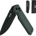 Folding Pocket Knife 3.25" VG10 Blade EDC Folding Knife with Safety Axis Lock Army Green Micarta Handle Hunting Camping Knife with Thumb Stud Opener
