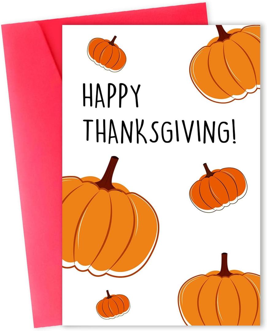 3 x Funny Thanksgiving Pumpkin Card for Him Her, Happy Thanksgiving Greeting Cards for Autumn Party, Best Thanksgiving Card Gift Idea for Kids Boy Girl Friend Family (ACH-014)
