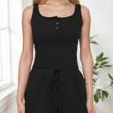 Two Piece Summer Outfits Women Shorts Sets 2 Piece Sleeveless Matching Lounge High Waisted Shorts and Tank Top (Black, S)