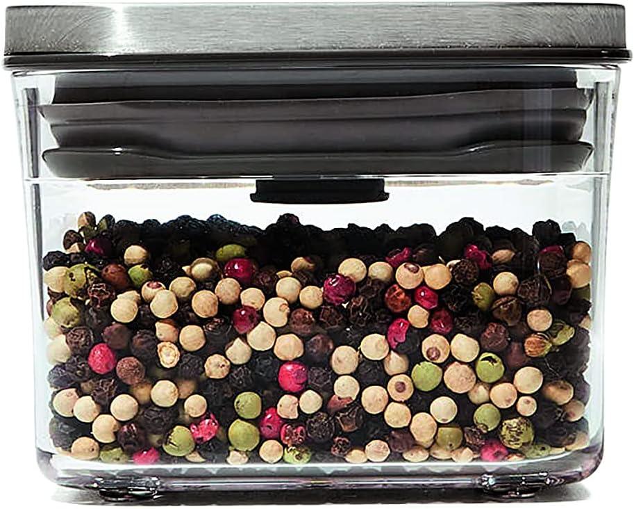 OXO Steel POP Small Square Container - 0.4 Qt for Dried Herbs and More, Grey