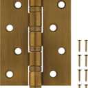 12 Pack Ball Bearing Door Hinges, 4 x 3 Inchs Heavy Duty Stainless Steel Door Hinges, Smooth and No Squeak, Non Removable Pin (Brass)