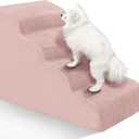 Dog Stairs for Small Dogs - High Density Foam Pet Steps, Extra Wide Dog Ramp with Non-Slip Bottom for High Beds, Couch and Sofa, Best for Dogs Injured, Older Doggy Cats,4 Stpes, Pink