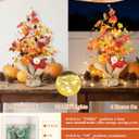 BLOSMON Thanksgiving Centerpieces for Dinner Table: 19.7 Inch Fall Indoor Home Decor Faux Tree with Timer 30 LED Lights - Artificial Pumpkin Berry Maple Leaf Pine Cone Trees Autumn Decoration (Orange & Red)