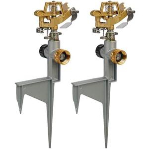Zinc Alloy Impact Sprinklers for Yard, Pulsating Water Sprinkler Head on Spike Base, Adjustable Water Sprinklers for Large Area Patio Lawn Garden Irrigation