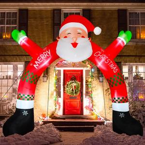 Christmas Archway Inflatable, 11 Ft Santa Blow Up Arch with LED Light Christmas Inflatables Outdoor Decorations, Xmas Blow Up Decor for Lawn Home Party Yard Garden Dcor