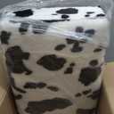 Vanity Stool Chair, Faux Fur Ottoman Foot Stool with Metal Legs & Adjustable Black Feet, Flip Top Storage Makeup Stool with Soft Padded Seat, Foot Rest for Makeup Room Bedroom, Cow