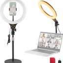 NEEWER Entry Level Version 10.5" Desk Ring Light with Stand/Phone Holder Compatible with iPhone/Remote, 10W CRI85+ LED Lighting for Streaming Recording Makeup Selfie Laptop Video Conference, N22 (Black)