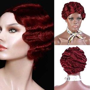 DIFEI 15 Colors Women Black Blonde Golden Brown Pink Blue Wine Red Short Finger Wave Curly Wigs Nuna Wigs Janet Collection (BUG)