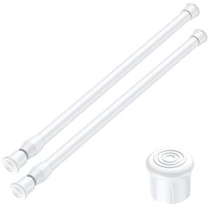 AIZESI 2PCS White Tension Rod 17 to 28 Inch, Adjustable Spring Curtain Rod No Drilling, Spring Tension Rods for Window DIY Projects Cupboard Wardrobe Small Curtain Rods Short Tension Rod