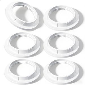 6 Pcs Lamp Shade Ring Replacement E26/E27 Socket Rings for Lamps White Light Socket Shade Ring Retaining Rings for Glass Lamp Shades Light Fixtures(OD 57.5mm, ID 38mm)