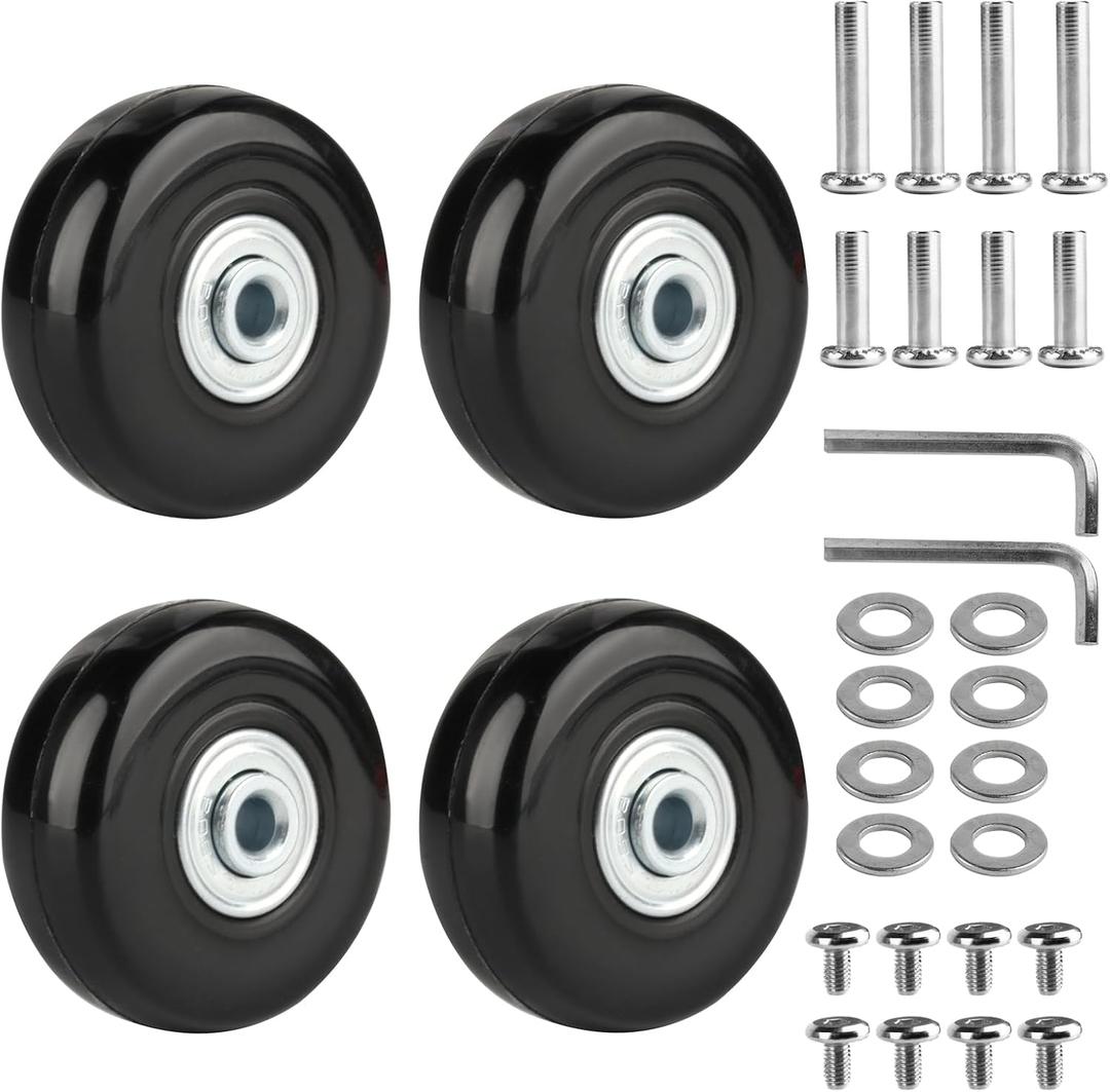 4 Pcs Luggage Replacement Kit, 50mm x 18mm Rubber Replacement Wheels, Luggage Suitcase Replacement Wheels Repair Kit for Suitcase Inline Skate Caster Board, 1.97 inches