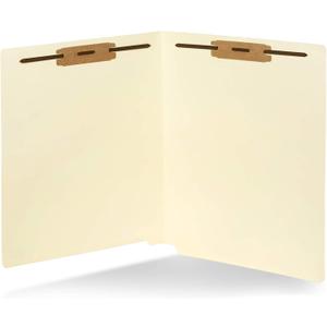 50 End Tab Fastener File Folders - Reinforced Straight Cut Tab 2 Prong Folders- Designed to Organize Standard Medical Files and Office Documents - Letter Size, Manila, 50 Pack