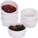HAOTOP Mini Ramekins 1.5 oz Set of 6,Small Ceramics Souffle Dish, Exactly Designed for Dipping Sauce, Ketchup, Salsa and Jams, 45ml White