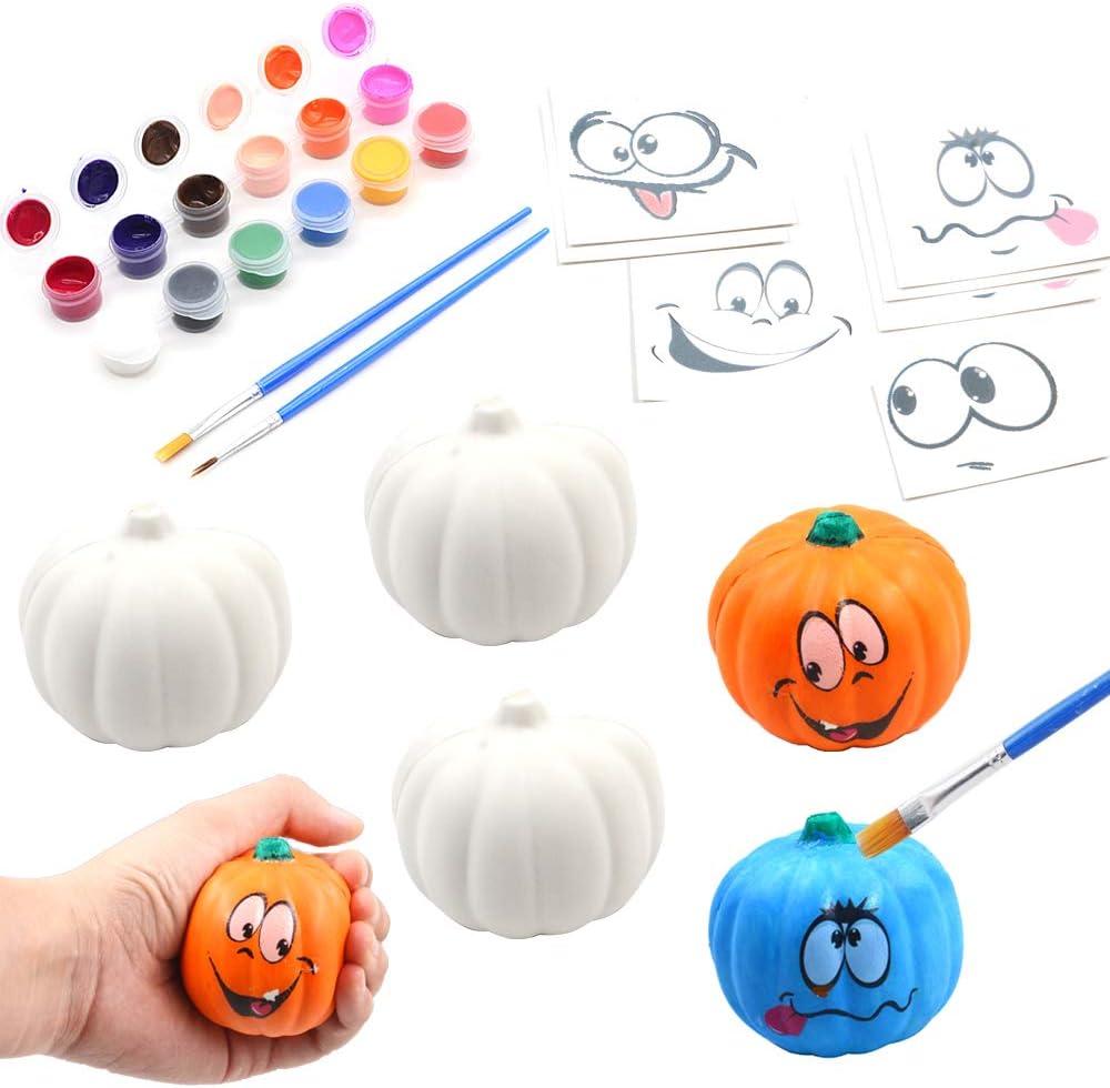 Halloween Crafts Paint Your Own Squishy Pumpkin 6 Pack Slow Rising Pumpkin with Decorating Stickers Kids Crafts for Halloween Thanksgiving Party Favors