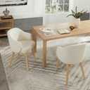 KISLOT Wooden Dining Chairs Set of 2, Fabric Barrel Upholstered Modern Dining Dining Room Chairs with Soild Wood Leg & Double-Layer Thick Cushion for Restaurant, Kitchen, Beige