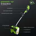 Greenworks 40V (75+ Compatible Tools) 12 Cordless Snow Shovel, 4.0Ah Battery and Charger Included