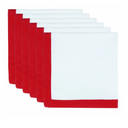 PurpleEssences Red and White Cloth Napkins - 18x18 Set of 6-100% Cotton Elegant Hemstitch Dinner Napkins with 1" Solid Edges, Durable, Washable - Summer Table Décor
