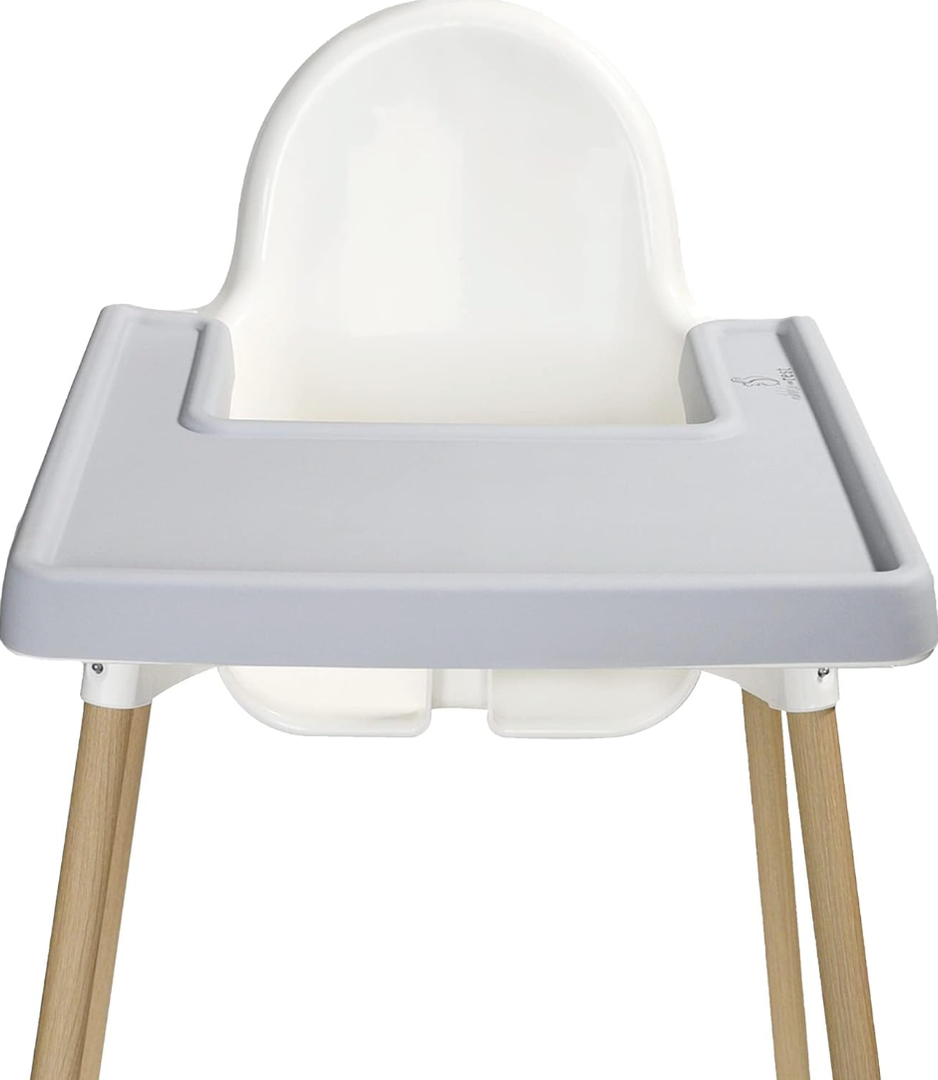 Highchair Grippy Coverall Placemat, Compatible with IKEA Antilop, Highchair Accessories, Wipeable, Silicone Placemat for Highchair Tray (Gray)