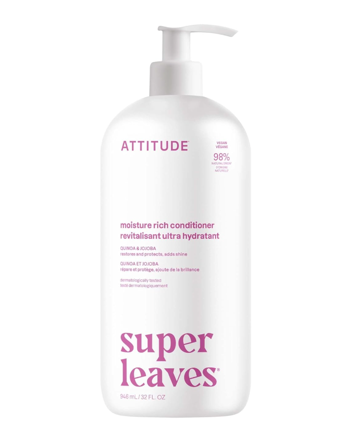 ATTITUDE Moisture Rich Hair Conditioner, For Dry and Damaged Hair, Naturally Derived Ingredients, Vegan Detangler, Dermatologiocally Tested, Quinoa and Jojoba, 32 Fl Oz