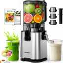 ECOSELF 3-in-1 Juicer with 3 Filters (For Juice/Sorbet/Nut Milk), With 6.0" Extra-Large Mouth Feed Chute for Whole Vegetables & Fruits, Juicer Machines With Large Capacity & Easy Clean (With Pusher)