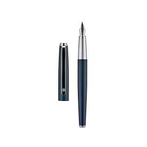 HongDian 525 Dark Blue Fountain Pen, Extra Fine Nib Classic Pen Includes Metal Pen Case and Refillable Converter