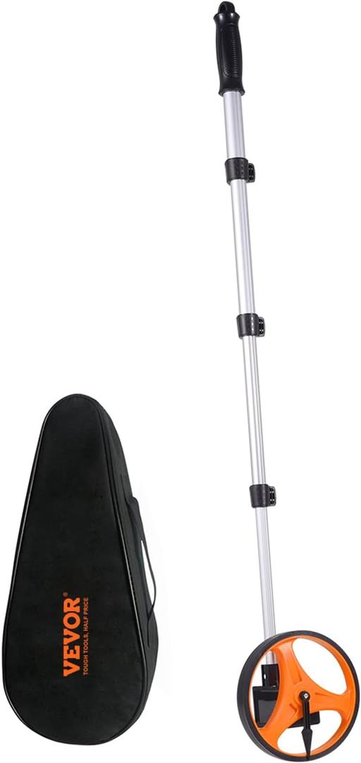 VEVOR Measuring Wheel, 6.3 in Wheel Diameter, 39.37-16.53 in Telescoping Measure Wheel, Measurement 0-9,999m with Back Bag, Suitable for Lawn/Hard/Soft/Wood Road Measuring