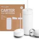 Fellow 16 oz Carter Bundle (3 in 1) Travel Mug with Slide-Lock, Move & Cold Lids with Straw - To-Go Coffee Tumbler, Ceramic Interior & Vacuum-Insulated Stainless Steel - Coffee Cups-Matte White