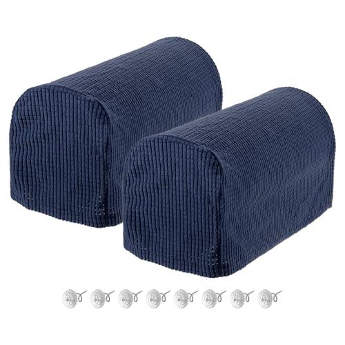 uxcell Stretch Armrest Covers Armchair Anti-Slip for Chairs Sofas Couch Arm Covers Recliner Sofa Navy Blue 2 Pcs
