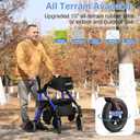 Walkers for Seniors with Seat, Walker Wheelchair Combo, 2 in 1 Rolling Walker Transport Wheelchair Lightweight Foldable, 10" Big Wheels Transport Chair with Brakes,Blue