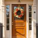 22 Wreaths for Front Door, WELL KNOWN Flowering Fall Wreath for Front Door, Silk Peony Wreath as Front Door Decor, Wall Hanging Home Party Wedding Porch Decor & Gift (Burnt Orange & Champagne)
